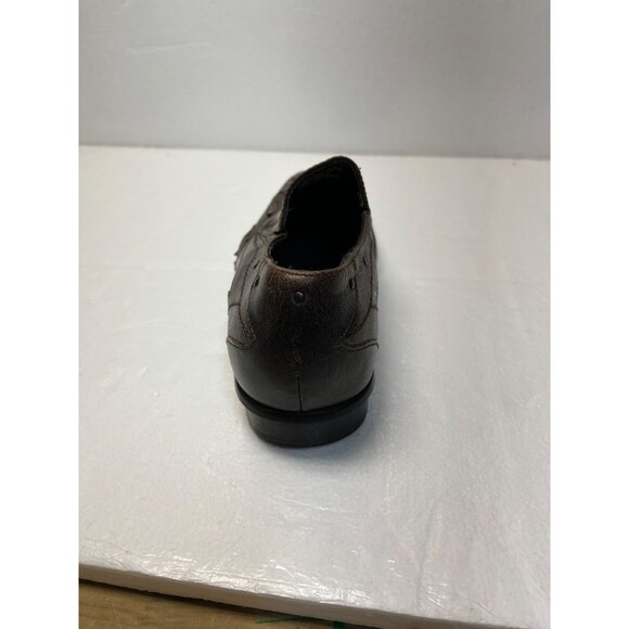 Mark Nason Brown Leather Slip-On Mens Dress Shoes‎ Size 10.5 With Western Design - Picture 10 of 14